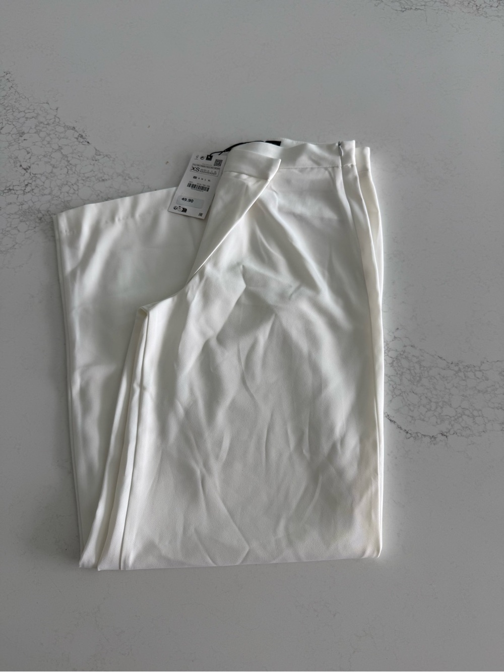 Zara Wide-Leg Women's Pants in Cream White